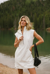 Emory Quarter Zip Dress in Ivory FINAL SALE