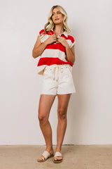 Blake Striped Top in Red