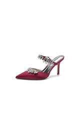 Pointed Toe Crystal Flower Strap Stiletto Heel