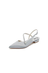 Beaded Pointed Toe Buckle Kitten Heels