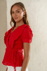 Holly Textured Blouse in Red FINAL SALE