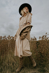 Berlin Corduroy Baby Doll Midi Dress in Taupe FINAL SALE