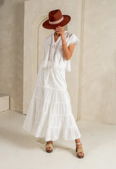 Mira Maxi Skirt in White FINAL SALE