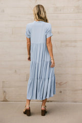 Amanda Tiered Dress in Blue FINAL SALE