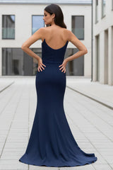 Daris Gown Navy Cat Eye Scoop Neckline Dress