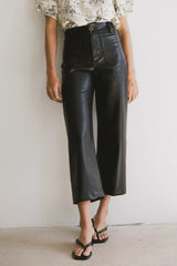 Sadie Wide Leg Pants in Black Leather FINAL SALE