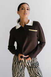 Justine Collared Sweater in Brown
