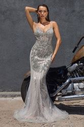 Phaedra Gown Fitted Crystal Embellished Evening Dress