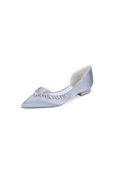 Silver Satin High Heels with Crystal Embellishments 18448 11YK