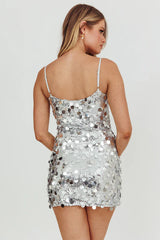 ASTRA MINI DRESS SEQUIN PARTY DRESS SILVER