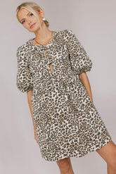 Tori Peplum Mini Dress in Leopard FINAL SALE