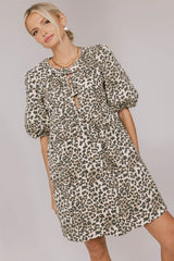 Tori Peplum Mini Dress in Leopard FINAL SALE