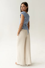 Briana Button Up Top in Blue