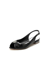 Glossy Fishmouth Sandals with Silver Metal Accents