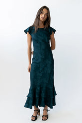 Mateo Floral Maxi Dress in Teal