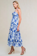 FLAHERTY BLUE WHITE MIDI DRESS