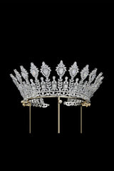 Silver Large 5A Cubic Zirconia Round Tiara