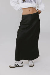 Preston Satin Skirt in Black FINAL SALE