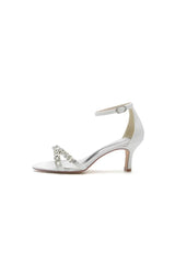Open Toe Rhinestone Strap Buckle Wedding Shoes