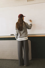 Jenna Striped Wide Leg Pants in Grey FINAL SALE