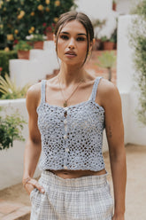 Marko Crochet Tank Top in Blue