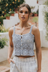 Marko Crochet Tank Top in Blue