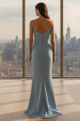 Daris Gown Light Blue Cat Eye Scoop Neckline Dress