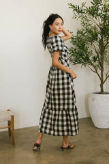 Jenna Gingham Maxi Dress in Black FINAL SALE
