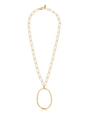Large Oval Pendant Chain Link Necklace