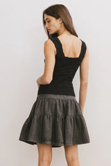 Skyler Tiered Mini Skirt in Black FINAL SALE