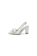 Pointed Toe Chunky Heels with Bow