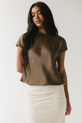 Marvin Satin Blouse in Taupe