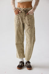Dana Corduroy Barrel Pants in Olive FINAL SALE