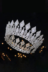 Silver Large 5A Cubic Zirconia Round Tiara
