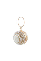 Womens Round Beaded Evening Clutch Bag