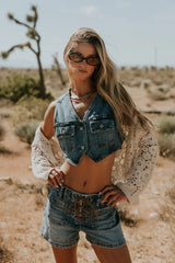 Quinton Cropped Denim Vest