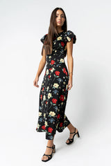 Jenna Floral Maxi Dress in Black