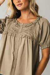 Ryder Ruffle Blouse in Olive FINAL SALE