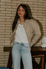 Juniper Collared Jacket in Taupe FINAL SALE