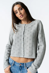 Kandy Scalloped Sweater in Grey