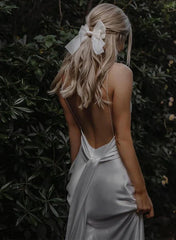Sheath V Neck Sleeveless Floor Length Wedding Dresses
