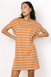 Kennedy Striped T Shirt Dress in Rust FINAL SALE