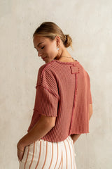 Amaya Knit Tee in Brick FINAL SALE
