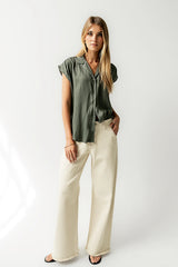Poppy Collared Blouse in Green FINAL SALE