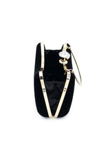 Graceful Black Rhinestone Handle Clutch Bag