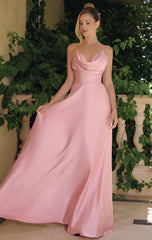 WILLOW GOWN A LINE SATIN DRESS WITH COWL NECKLINE