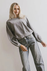 Sutton Exposed Seam Crewneck in Grey FINAL SALE