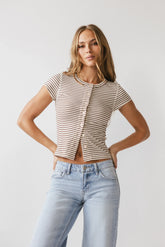 Trisha Striped Top in Brown