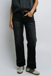 Marcia Cuffed Baggy Jeans in Faded Black