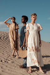 Isabeau Embroidered Maxi Dress in Cream FINAL SALE